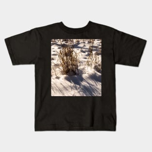 Snow covered grasses Kids T-Shirt